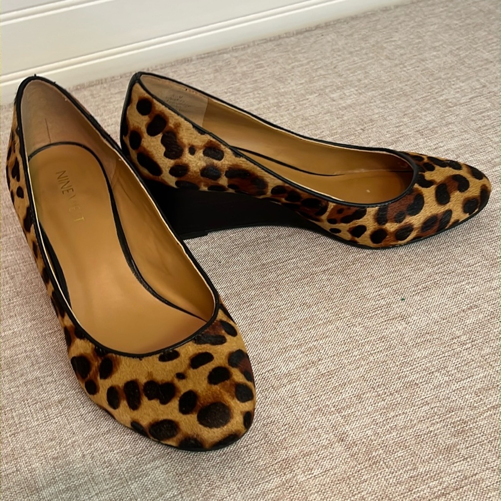Nine West Brown and Black Wedge Shoes - Real Cow Fur